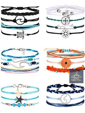 21 Pc Friendship Bracelets Drawstring Anklets Wax Cords Boho